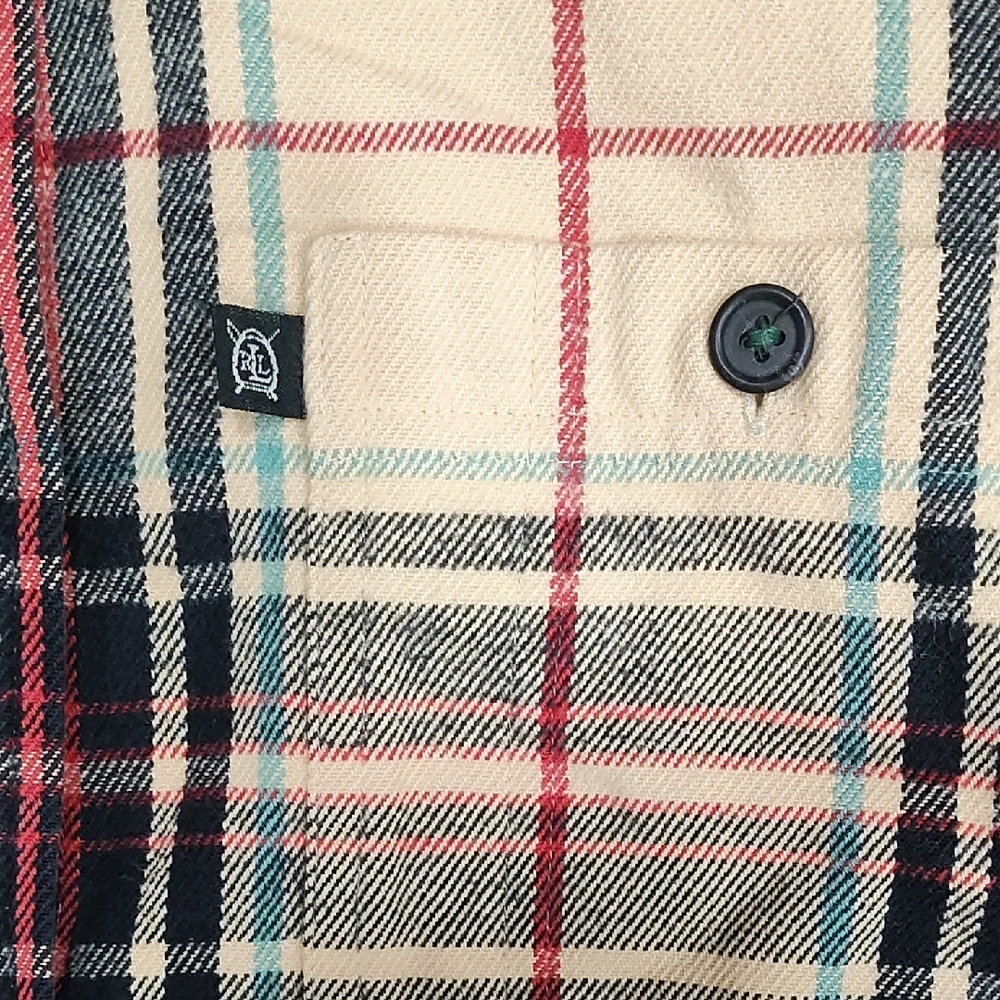 Lauren Ralph Lauren Cream Plaid Button-Down Shirt with Red & Green Accents - Picture 3 of 6